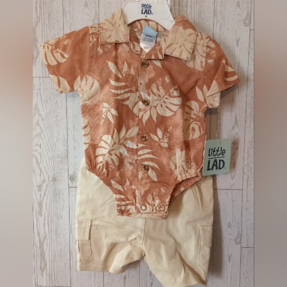Little Lad Tropical Button Up Short Set Boys Size 0-3 Months NWT